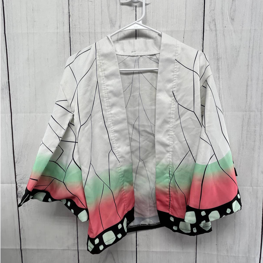 Demon Slayer Shinobu Kocho Butterfly Wide Sleeve Kimono Girls Size S-M